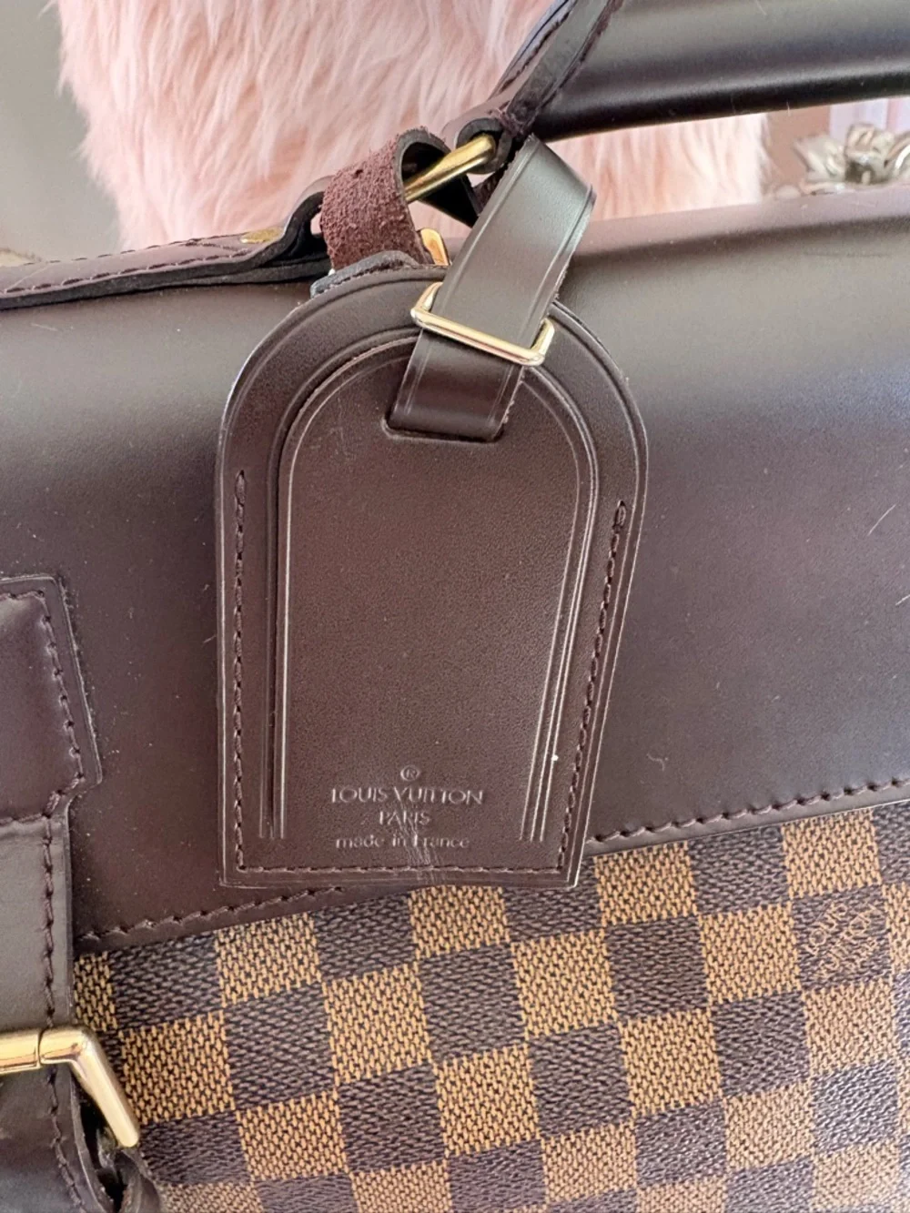 Louis Vuitton Brown Damier Canvas Travel Weekend Bag with Dark Trim - Picture 2 of 16